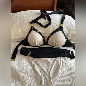VS Black and White Swimwear Set , top L , bottom M